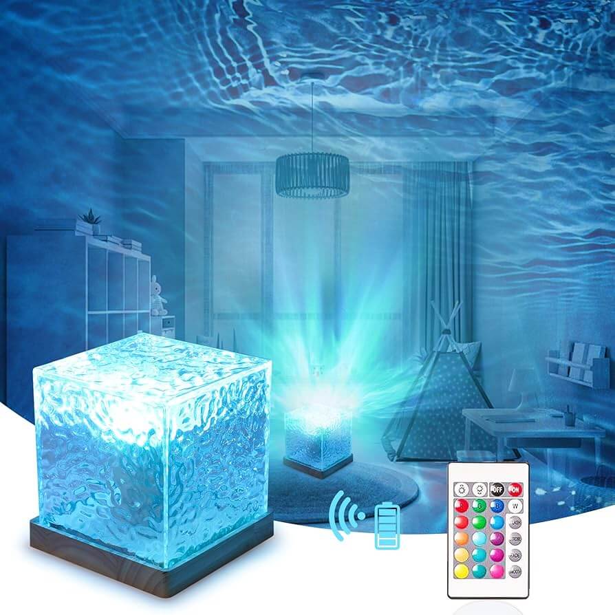 Dynamic Water Ripple Lamp Projector with RGB colors, Underwater Effect