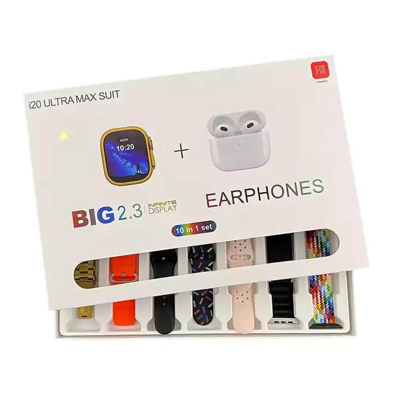 I20 Ultra Smart Watch With Earbuds And 7 Straps