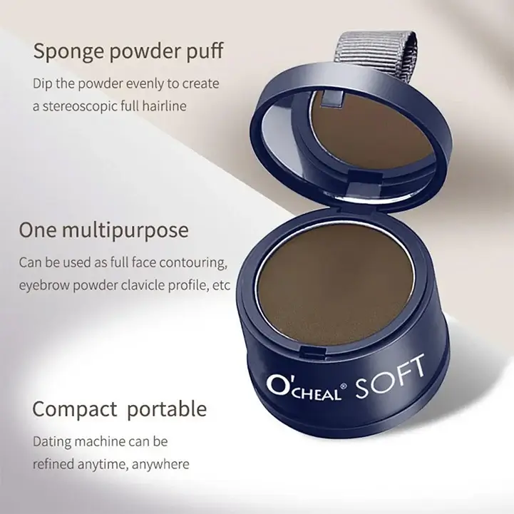 O'CHEAL Black Hairline Powder, Hair Loss Cover Up Powder, Hair Fibers For Thinning Hair, Instantly Root Touch Up Hair Color For Gray Hair Coverage, Sweatproof Hairline Shadow Powder For Men And Women - Image 8
