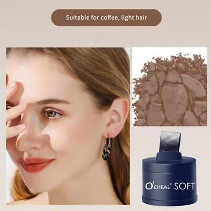 O'CHEAL Black Hairline Powder, Hair Loss Cover Up Powder, Hair Fibers For Thinning Hair, Instantly Root Touch Up Hair Color For Gray Hair Coverage, Sweatproof Hairline Shadow Powder For Men And Women - Image 3