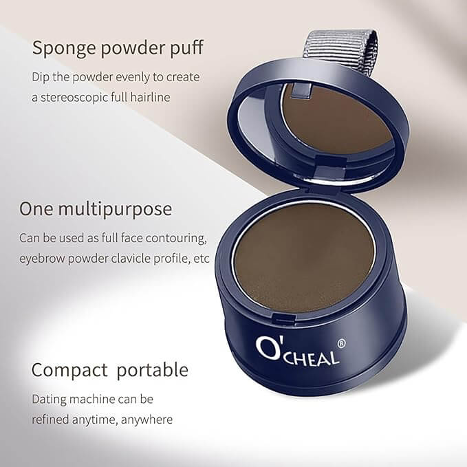 O'CHEAL Black Hairline Powder, Hair Loss Cover Up Powder, Hair Fibers For Thinning Hair, Instantly Root Touch Up Hair Color For Gray Hair Coverage, Sweatproof Hairline Shadow Powder For Men And Women - Image 4