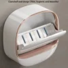 Wall Mounted Soap Box With Flip Cover, Soap Holder With Drainage Tray, Soap Holder With Lid, ABS Soap Box With Lid