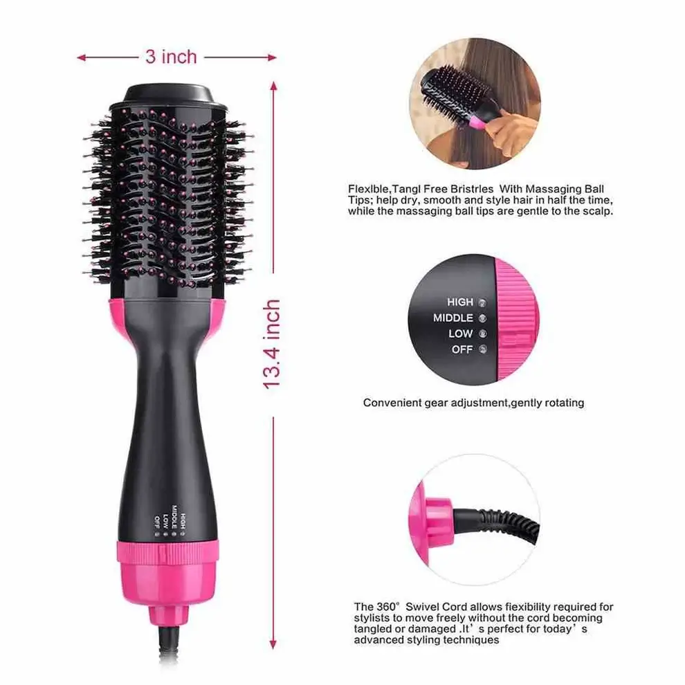 3-in-1 One-Step Hot Air Brush – Professional Hair Dryer, Curler, and Straightener Styler - Image 11