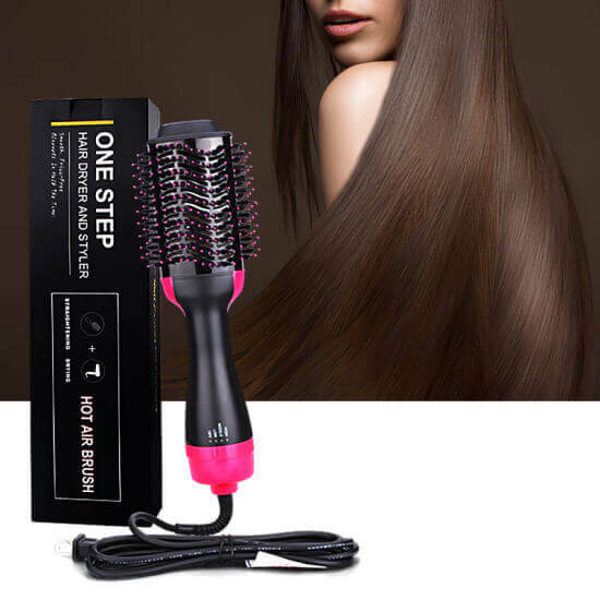 3-in-1 One-Step Hot Air Brush – Professional Hair Dryer, Curler, and Straightener Styler
