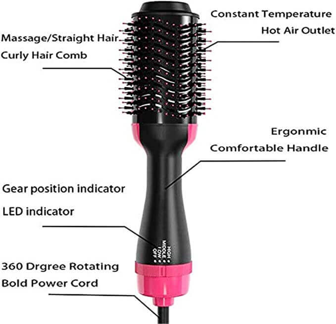 3-in-1 One-Step Hot Air Brush – Professional Hair Dryer, Curler, and Straightener Styler - Image 4