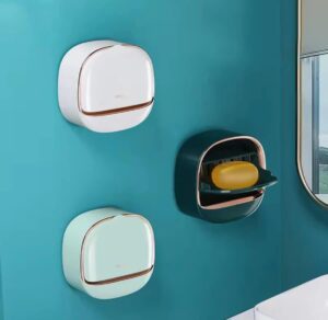Wall Mounted Soap Box With Flip Cover, Soap Holder With Drainage Tray, Soap Holder With Lid, ABS Soap Box With Lid